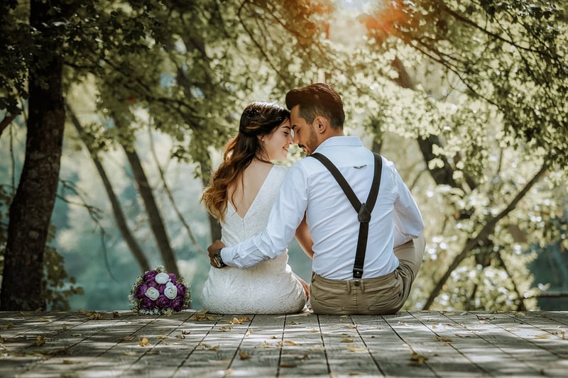 Bride in Forest Wedding Gown